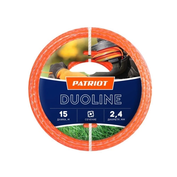 фото леска для триммеров patriot 805401161 duoline d 2,4мм l 15м